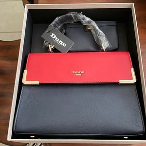 Navy and Red Dune London Purse NWT in Original box